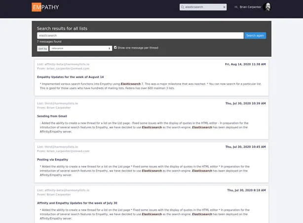 Empathy search and sort