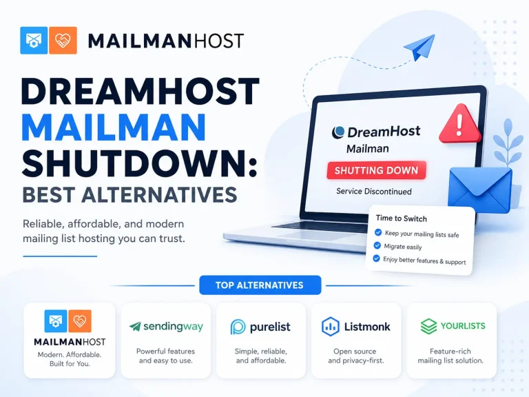 DreamHost Mailman alternatives, managed Mailman host, Mailman 3, migration service, raw mbox archive files