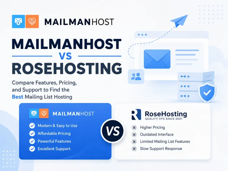 MailmanHost vs RoseHosting, Mailman hosting, managed VPS, mailing list, migration service